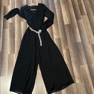 Versona Black Jumpsuit with Silver Belt